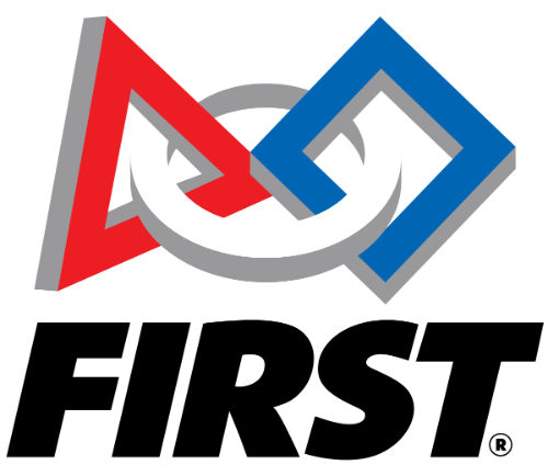 Red triangle, white circle, and blue diamond interlocked with "First" below in black lettering