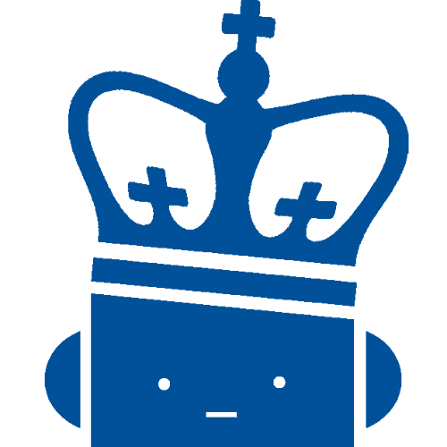 Blue Robot wearing Columbia crown
